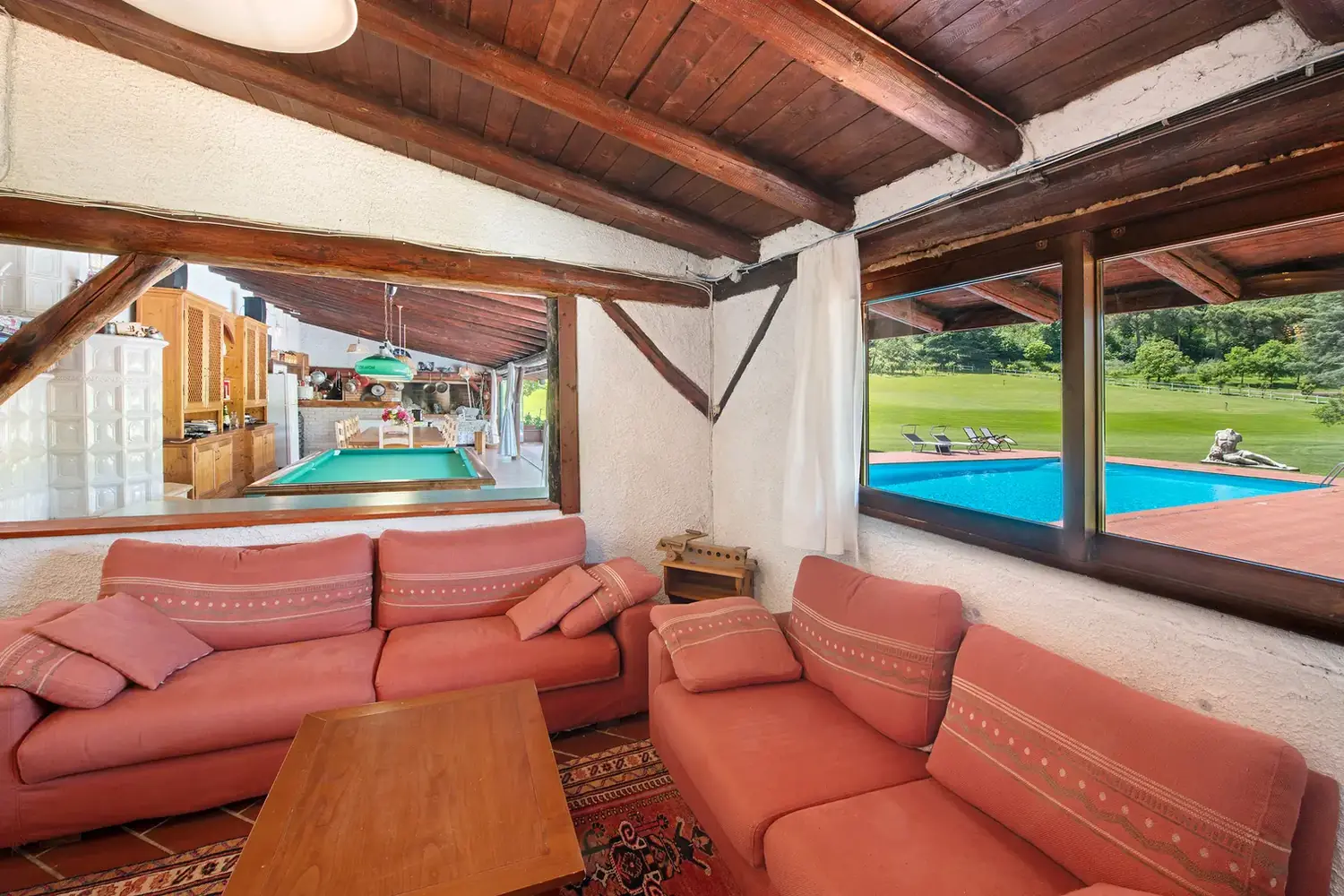 Living room of the pool dependance at the Cavallina Retreat guest house
